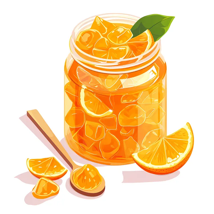 Orange Marmalade in a Jar with Spoon and Slices
