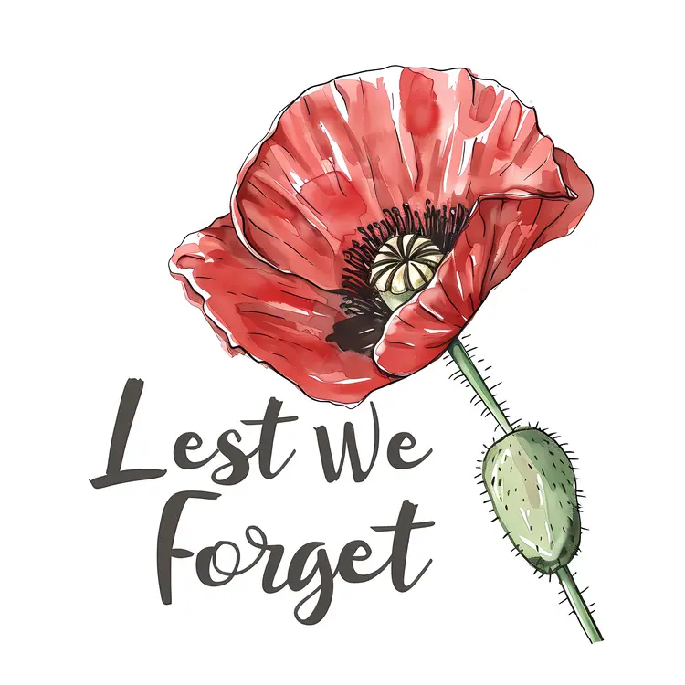 Red Poppy with Lest We Forget