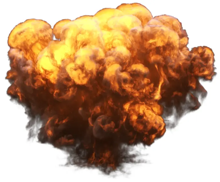 Fiery Explosion with Smoke