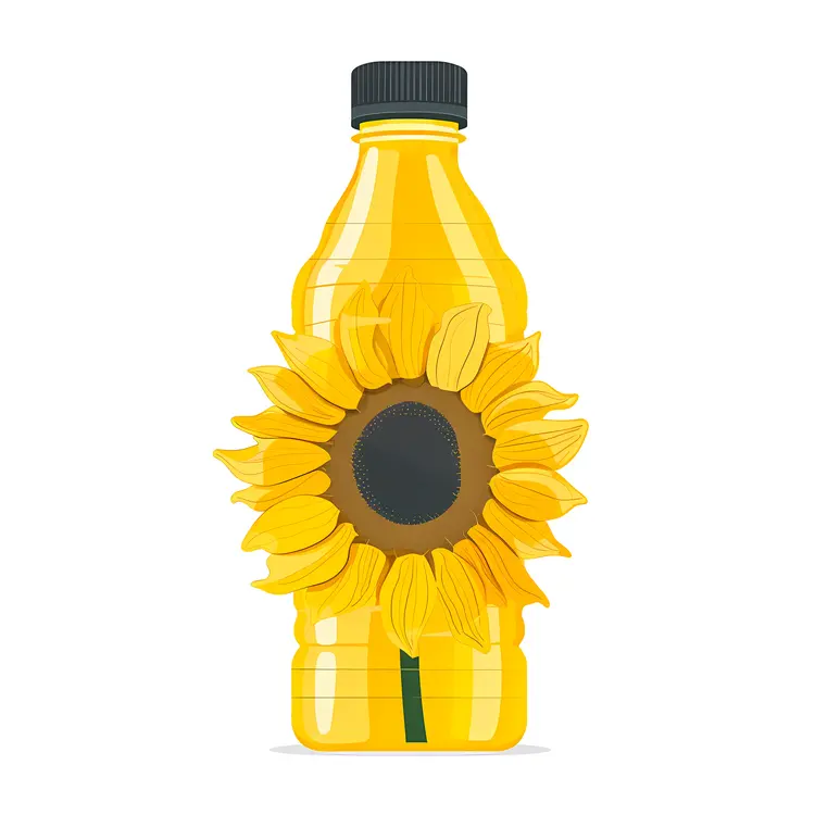 Sunflower and Oil Bottle Illustration