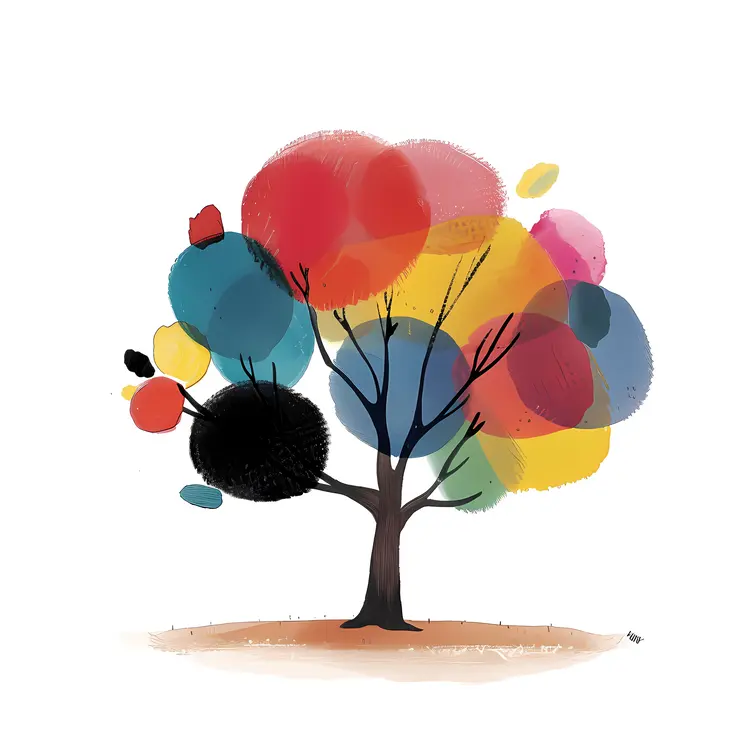 Abstract Colorful Tree with Round Leaves