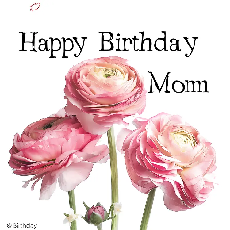 Happy Birthday Mom with Pink Roses