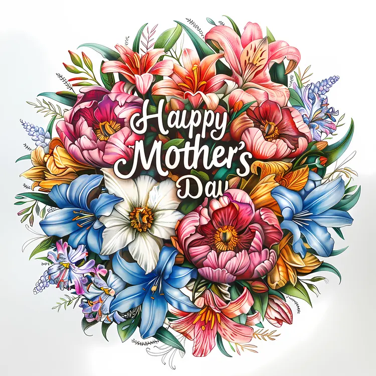 Happy Mother's Day with Colorful Flowers
