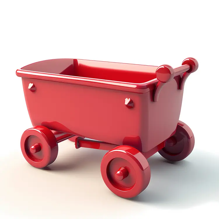 Red Wagon with Wheels and Handle