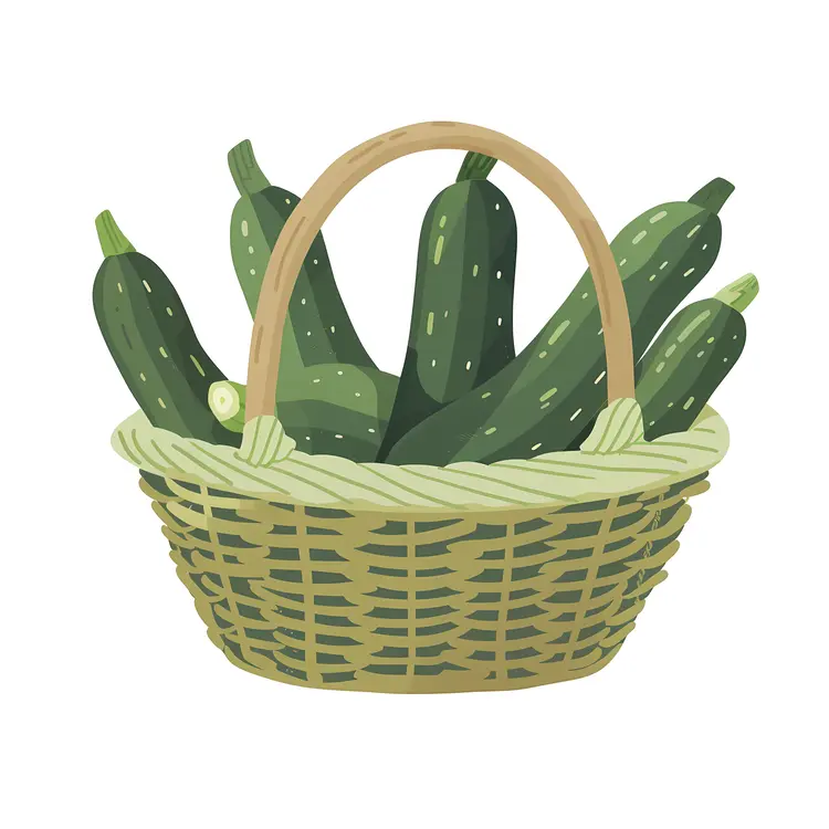 Green Zucchinis in a Large Basket