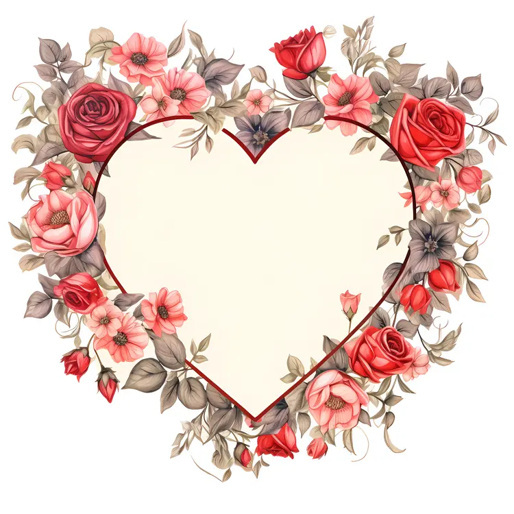 Romantic Heart-Shaped Floral Frame