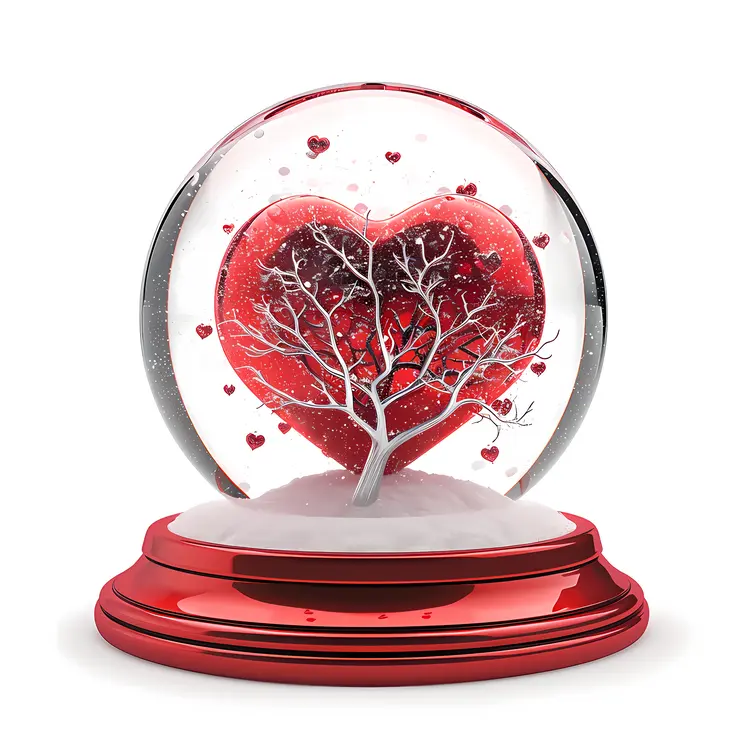 Heart Tree in a Snow Globe for Valentine's Day