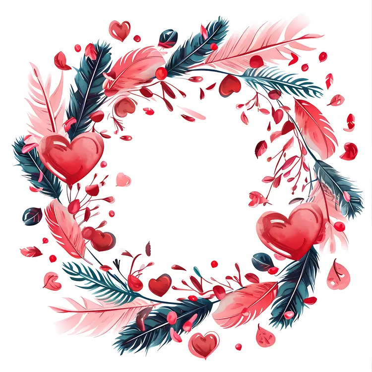 Feather Wreath with Hearts