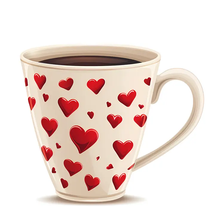 Beige Cup with Heart Pattern