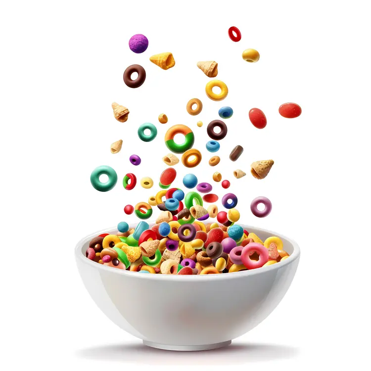 Colorful Cereal Pouring into Bowl