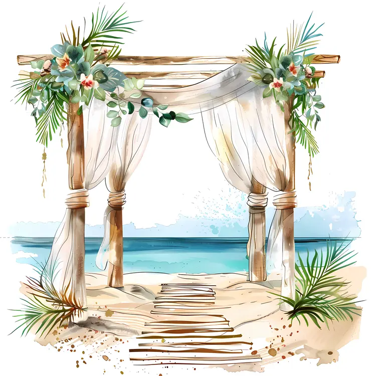 Beach Wedding Arch with Flowers