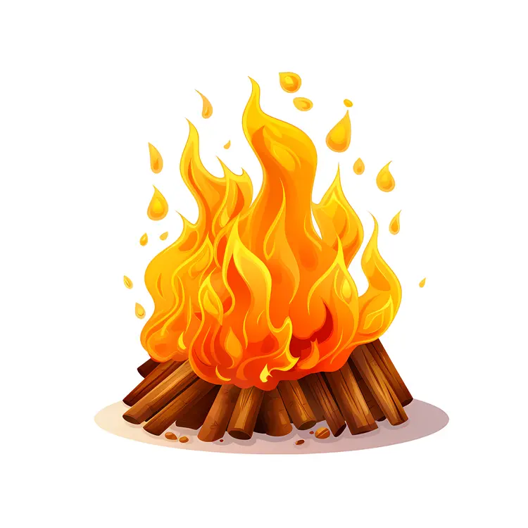 Burning Campfire with Wood Logs