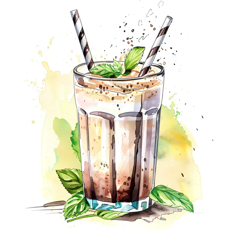 Mint Chocolate Smoothie with Mint Leaves