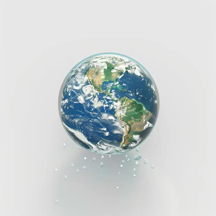 Earth with Water Droplets