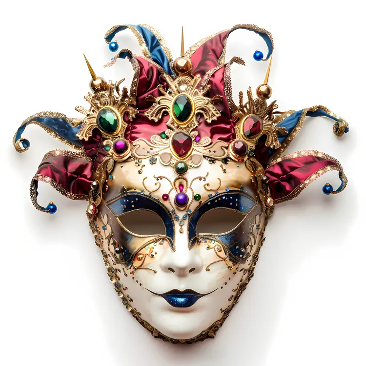 Elegant Venetian Mask with Jewels and Feathers