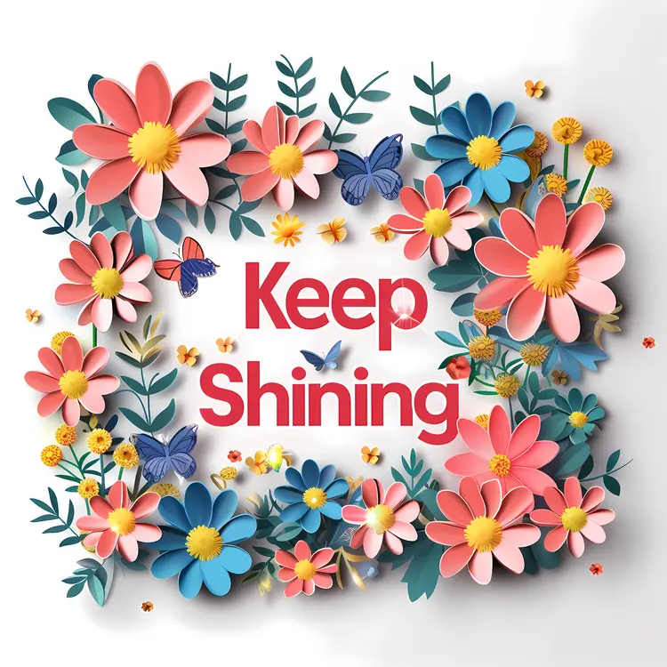 Keep Shining Floral Motivational Quote