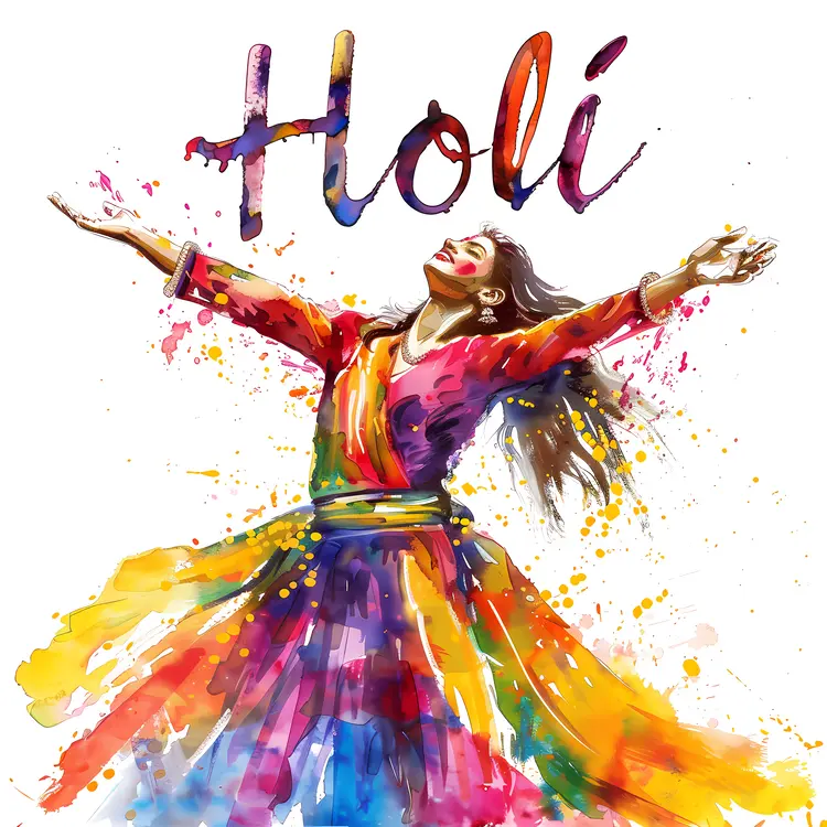 Colorful dancer celebrating Holi festival