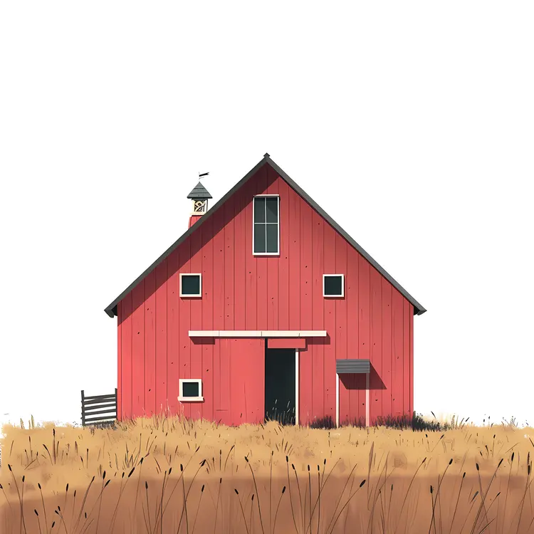 Red Barn with Tall Grass