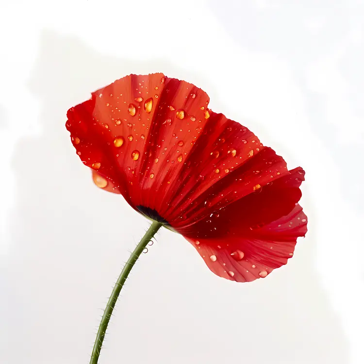 Red Poppy Flower with Water Droplets