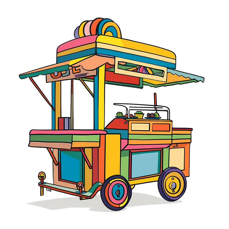Colorful Food Cart Illustration