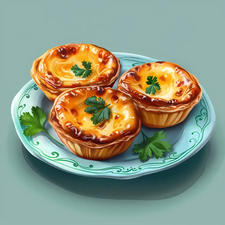 Three Egg Tarts on Plate