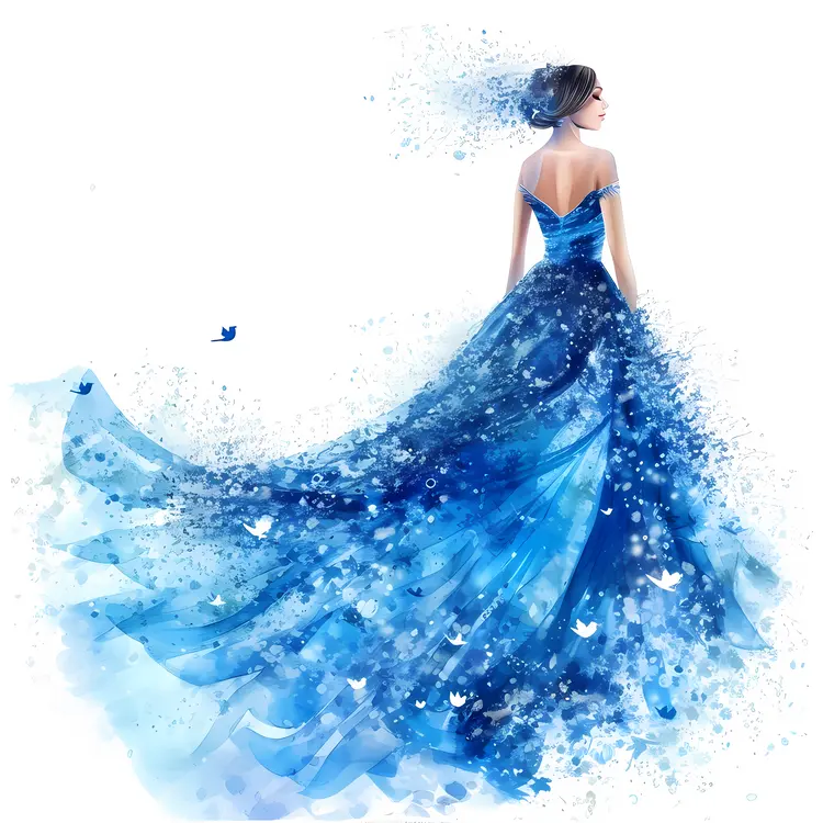 Elegant Blue Evening Gown with Sparkles