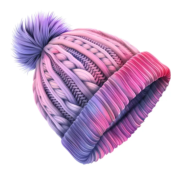 Colorful Knitted Hat with Pom-Pom