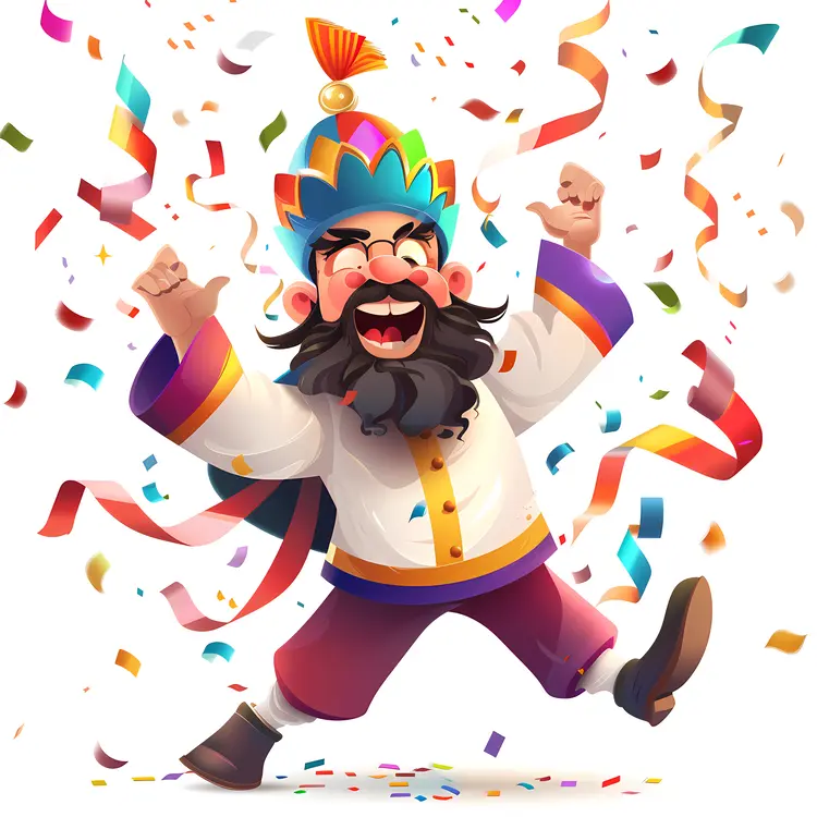 Joyful Man Celebrating with Confetti