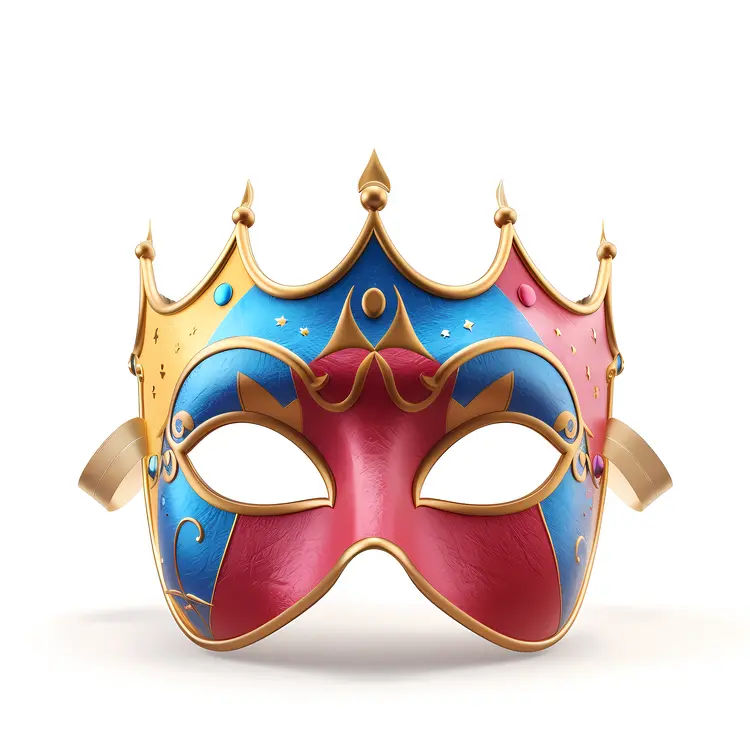 Red and Blue Mask with Crown for Festival