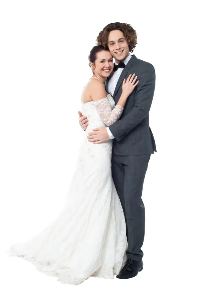 Happy Wedding Couple Embracing