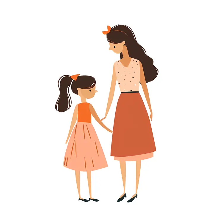 Mother and Daughter Walking Together