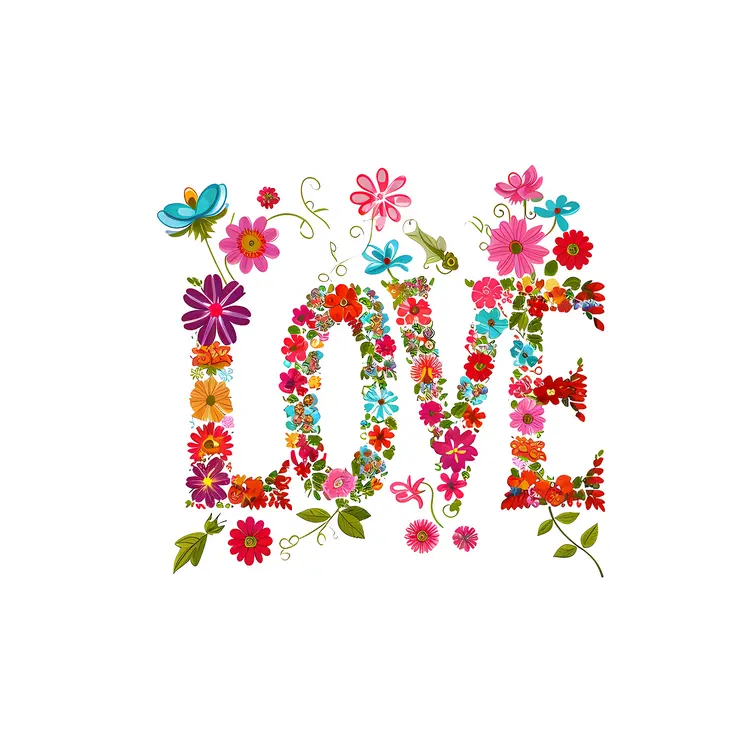 Floral LOVE Text Art