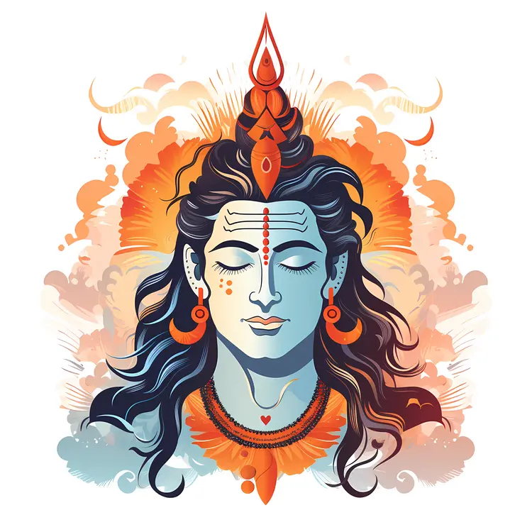 Shiva Illustration with Orange Background