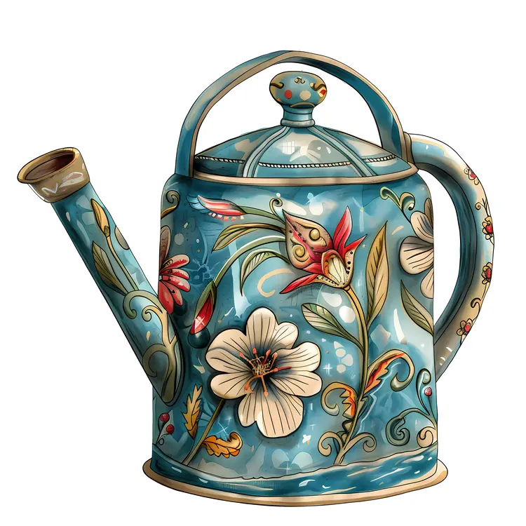 Decorative Watering Can Illustration