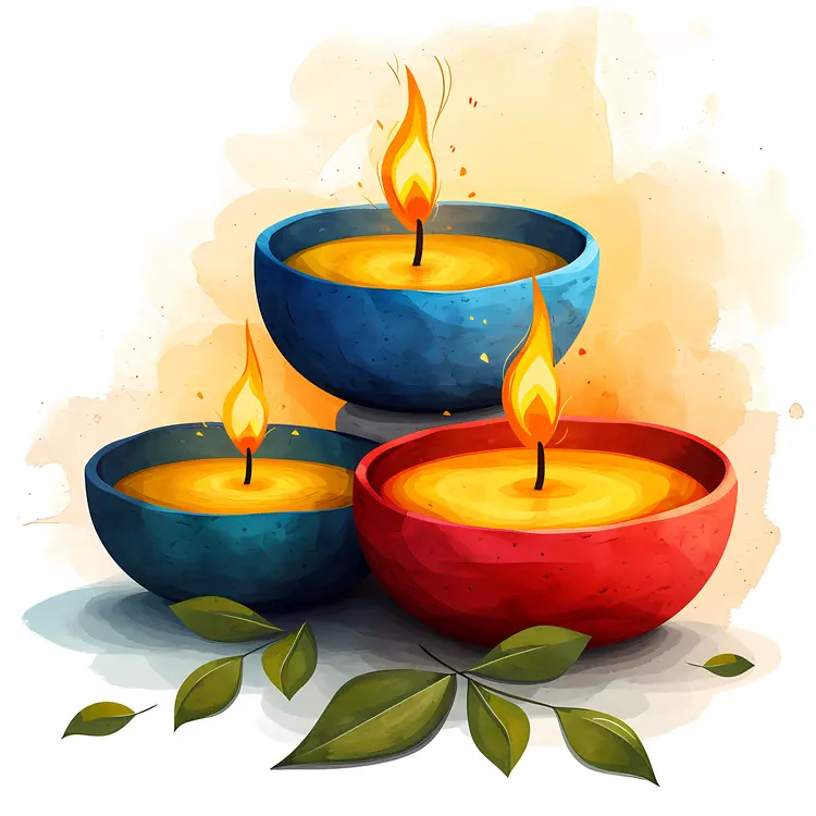 Colorful Candles with Flames