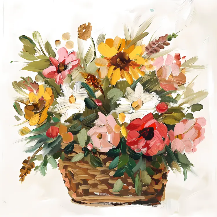 Colorful Flower Basket in Artistic Style