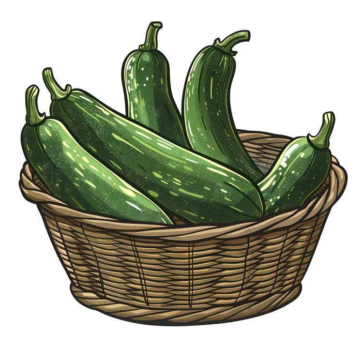 Fresh Green Zucchinis in a Basket