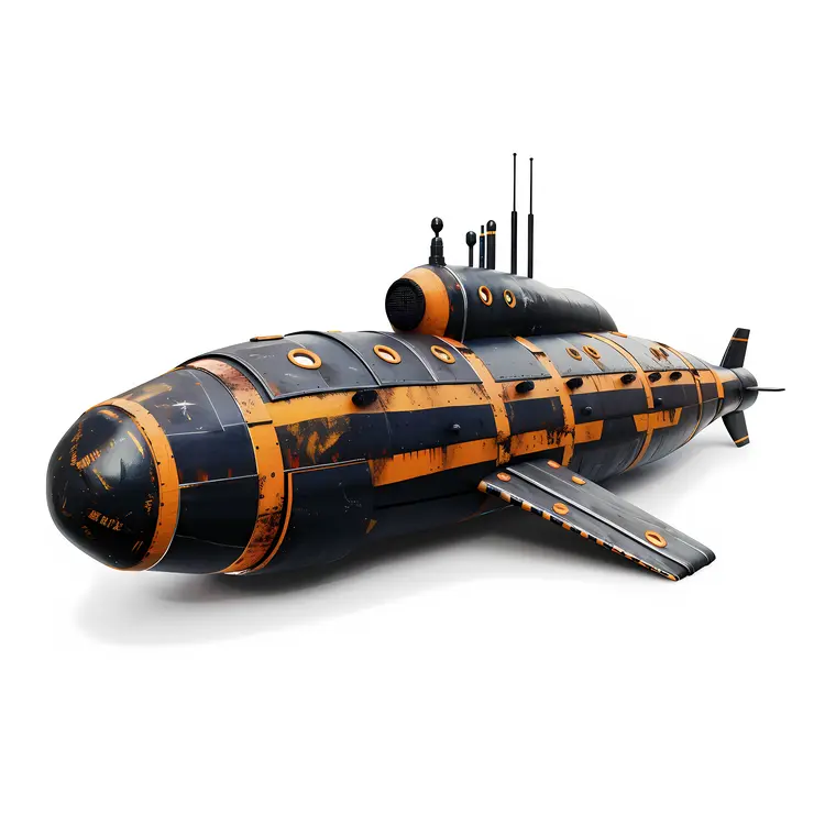 Black and Orange Submarine Illustration