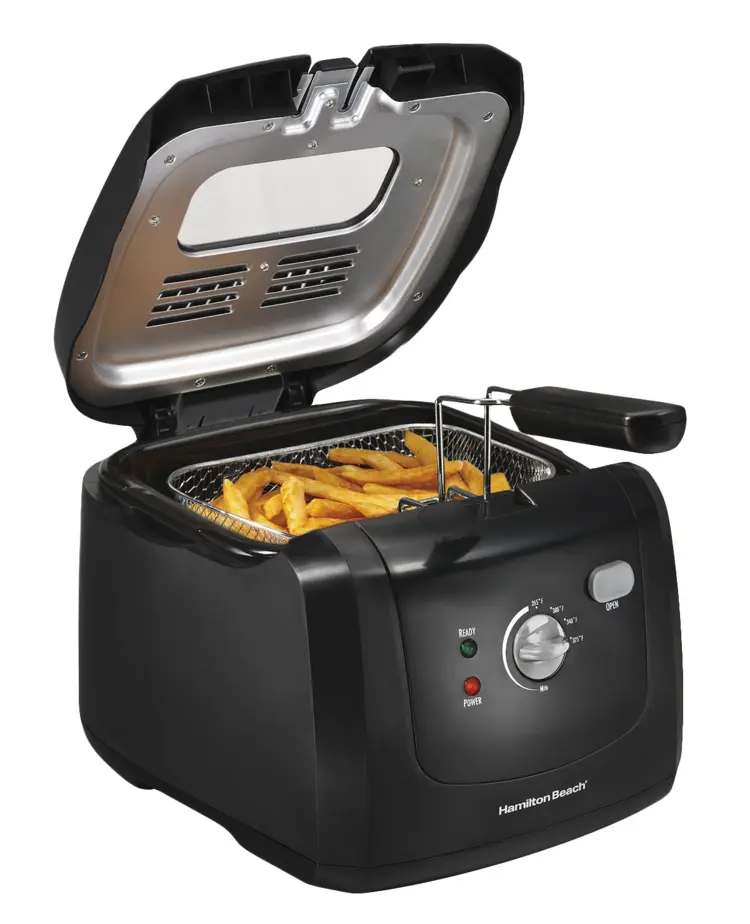 Black Deep Fryer with French Fries