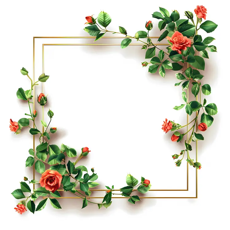 Beautiful Floral Frame with Roses