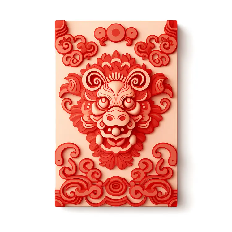 Red Dragon Carved Plaque