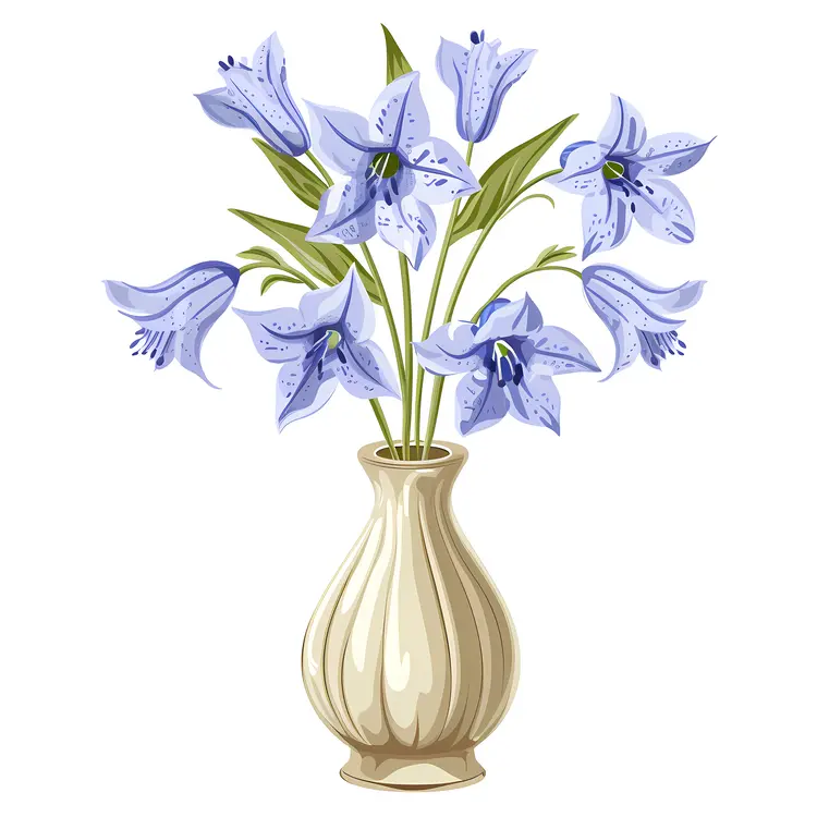 Blue Flowers in a Ceramic Vase