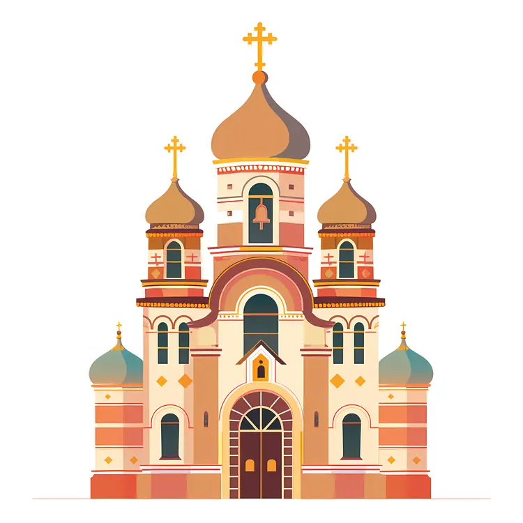 Church with Golden Domes Illustration