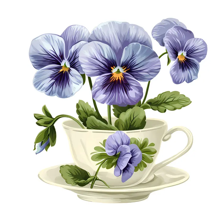 Blue Flowers in a Teacup