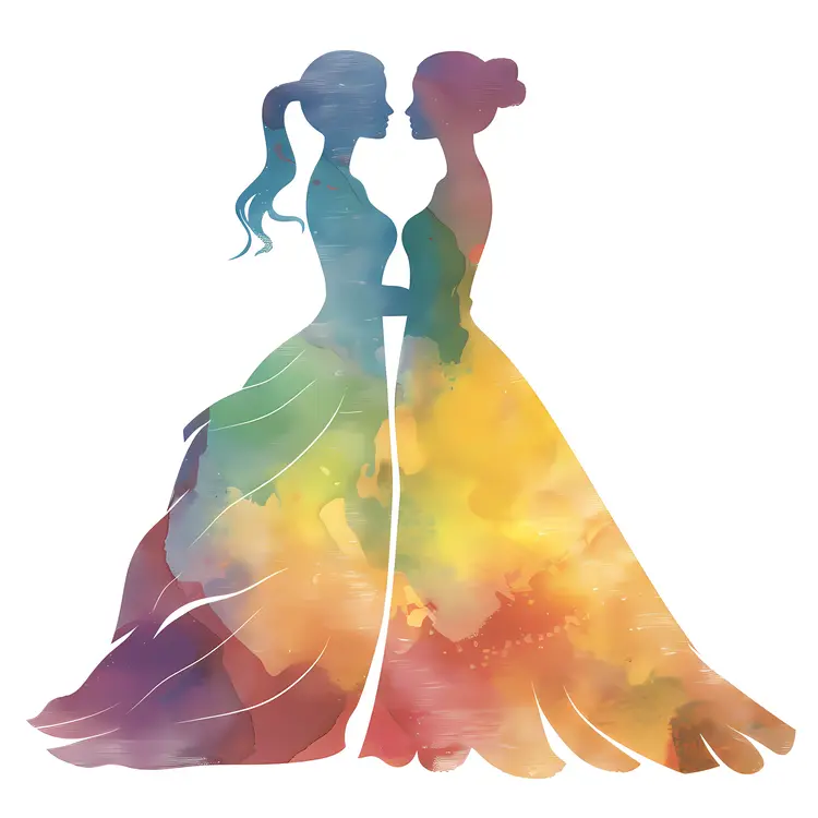 Rainbow Silhouette of a Couple