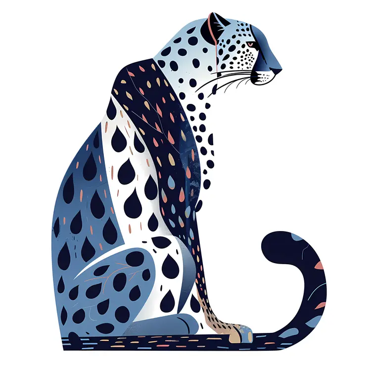 Colorful Leopard Illustration with Artistic Spots
