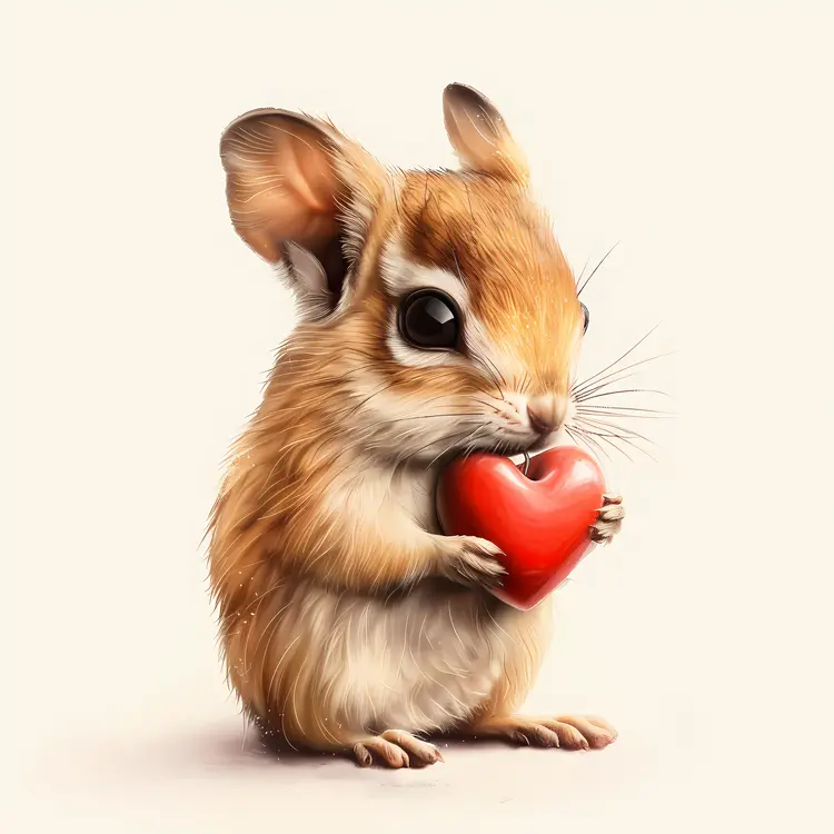 Cute Mouse Holding Heart