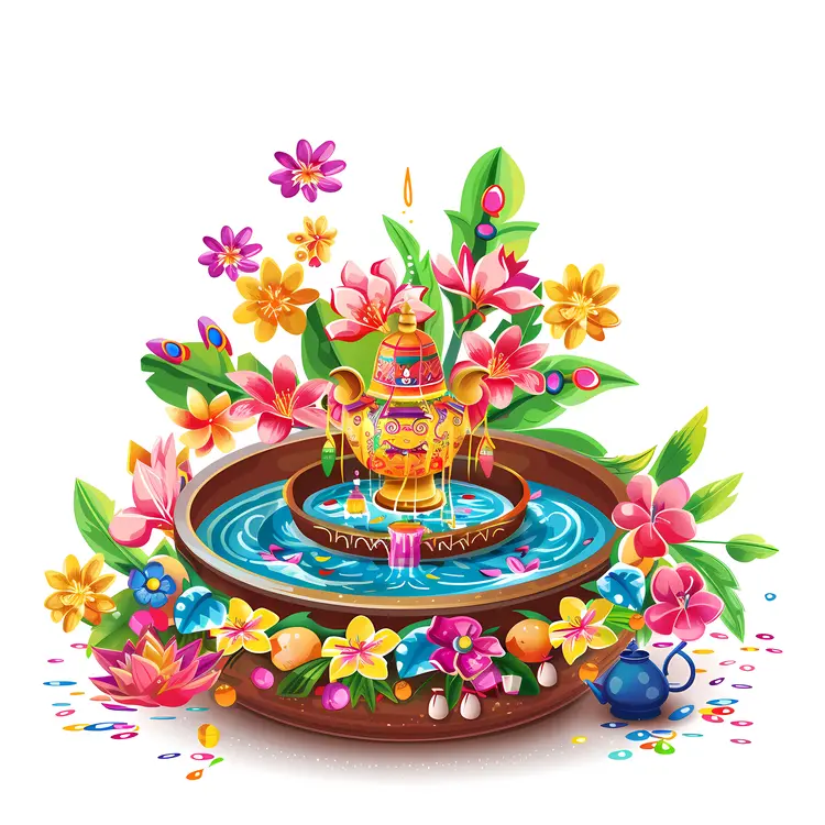 Vibrant Flower Fountain Decoration