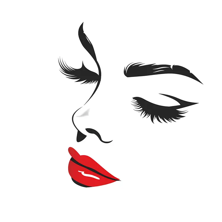 Artistic Woman's Face with Red Lips