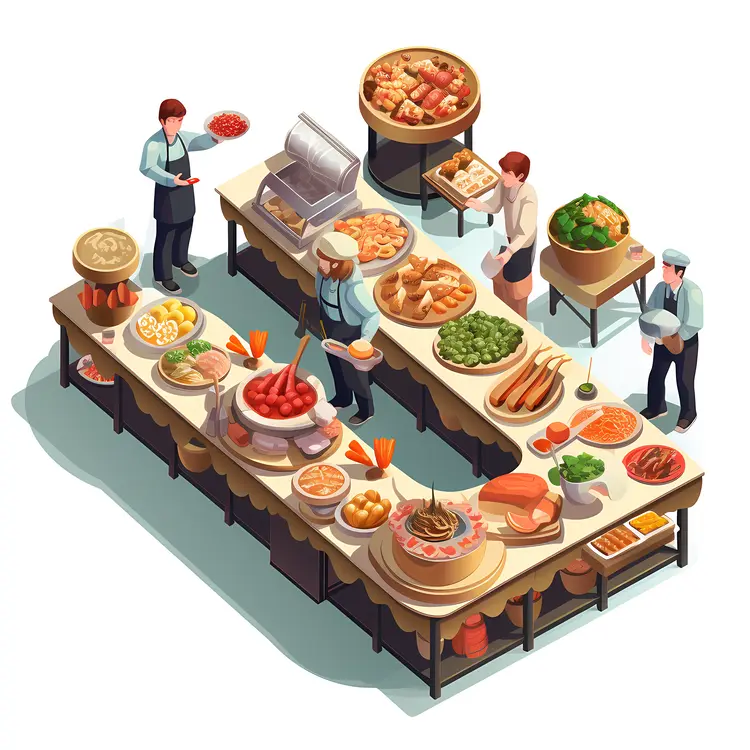 Buffet with Various Dishes